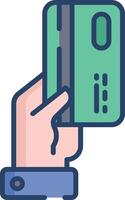 Debit card linear color illustration vector