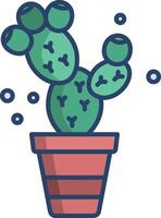 cactus planta lineal color ilustración vector