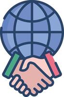 Handshake linear color illustration vector