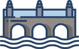 Bridge linear color illustration vector