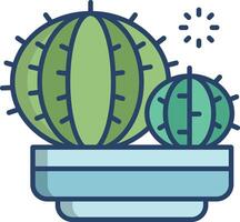 cactus planta lineal color ilustración vector