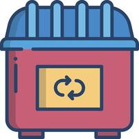 Recycle charge linear color illustration vector