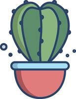 cactus planta lineal color ilustración vector