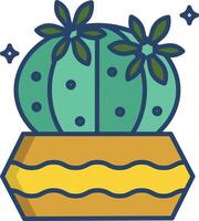 Cactus Plant linear color illustration vector