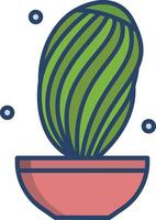 cactus planta lineal color ilustración vector