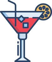 Cocktail linear color illustration vector