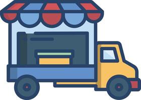 Food Car linear color illustration vector