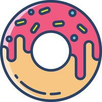 donut linear color illustration vector