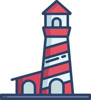 Light house linear color illustration vector