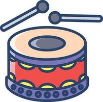 Drum linear color illustration vector