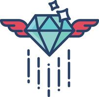 Dimond wings linear color illustration vector