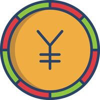 Yuan coin linear color illustration vector