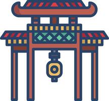 Gong Bell linear color illustration vector