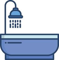 Bathroom tub linear color illustration vector