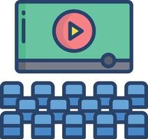 Movie Hall linear color illustration vector