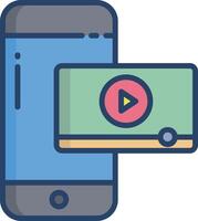 football live in cell phone linear color illustration vector