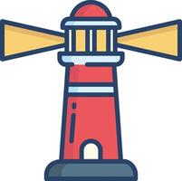 Lighthouse linear color illustration vector