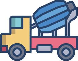 Concrete Mixer linear color illustration vector