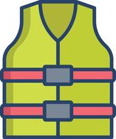 Life Jacket linear color illustration vector