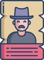 Wanted poster linear color illustration vector