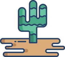 Cactus plant linear color illustration vector