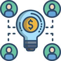 Crowdfunding idea linear color illustration vector