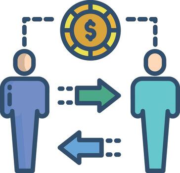 Peer to Peer Lending linear color illustration vector