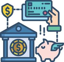 bank building linear color illustration vector