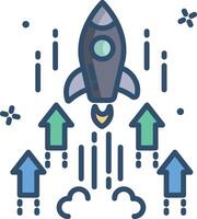 Startup launch linear color illustration vector