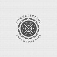 Fitness logo or badge illustration round barbell sport equipment symbol silhouette vector