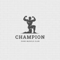 Bodybuilder man logo or badge illustration male bodybuilding symbol silhouette vector