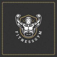 Fitness gym badge or emblem illustration. vector