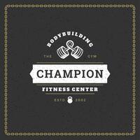 Fitness gym badge or emblem illustration. vector