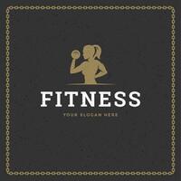 Fitness gym badge or emblem illustration. vector