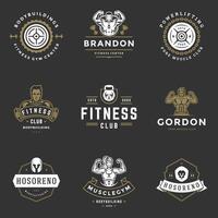 aptitud centrar y deporte gimnasio logos y insignias diseño conjunto ilustración. vector