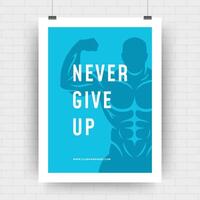 Fitness motivation poster retro typographic quote design template with bodybuilder man silhouette vector