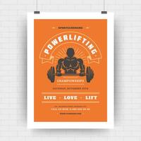 Fitness center flyer modern typographic layout event poster design template A4 size with bodybuilder man silhouette vector