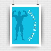 Fitness motivation poster retro typographic quote design template with bodybuilder man symbol illustration vector