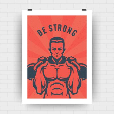 Fitness motivation poster retro typographic quote design template