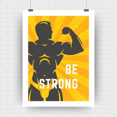 Fitness motivation poster retro typographic quote design template