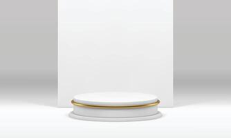 White 3d cylinder podium with wall background for luxury product show realistic illustration vector