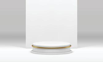 White 3d cylinder podium with wall background for luxury product show realistic illustration vector