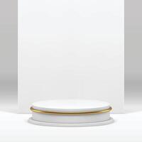 Elegant 3d white podium pedestal mock up for cosmetic product show presentation realistic vector