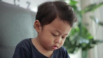 portret van kinderen Aan sofa in huis video