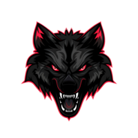 A wolf with red eyes and teeth png