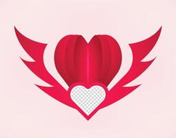 Valentine love flying heart shape with image placeholder vector