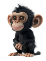 A cute baby monkey with big eyes and a big smile png