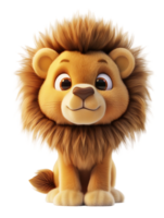 3d hacer de linda dibujos animados león cachorro con grande ojos png