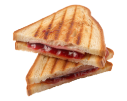 toast sandwich with strawberry jam isolated on a transparent background png