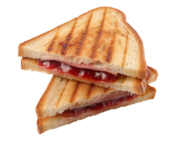 geroosterd brood belegd broodje met aardbei jam geïsoleerd Aan een transparant achtergrond png